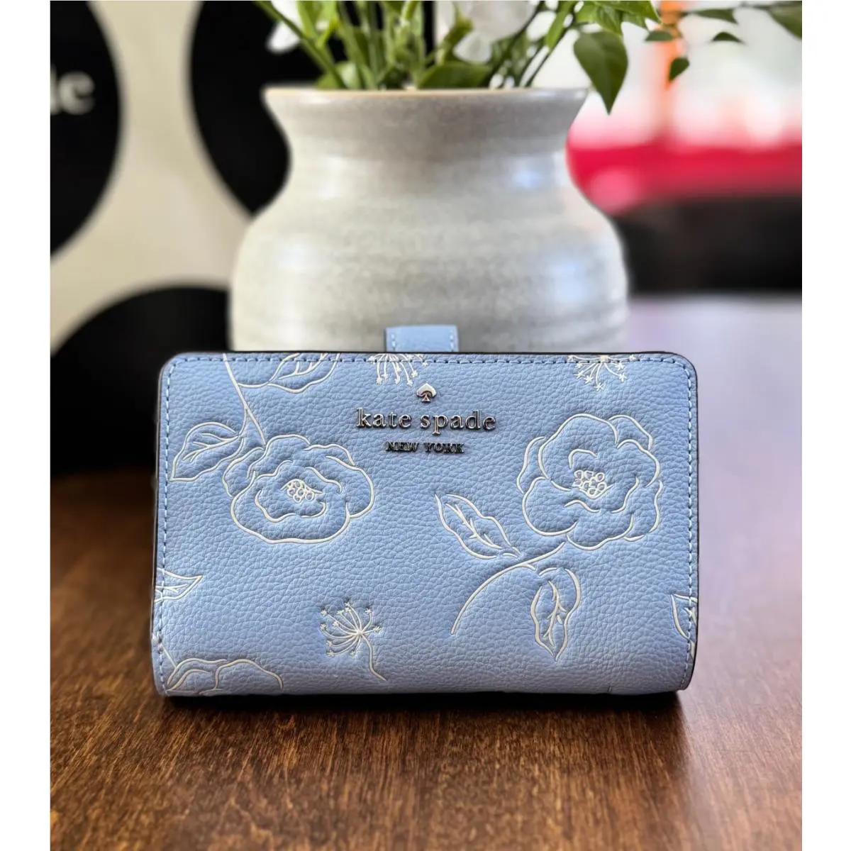 Kate Spade Medium Compact Floral Embossed Bifold Wallet - North Star