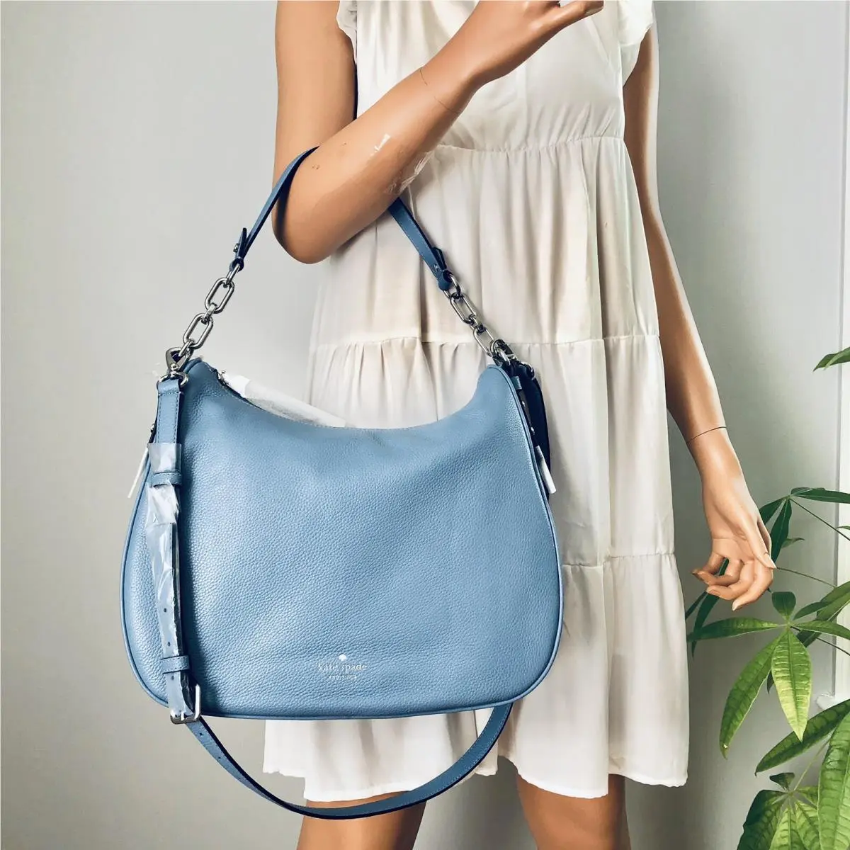 New Kate Spade Vivian Mulberry Street Hobo Shoulder Crossbody Bag Dusty Blue