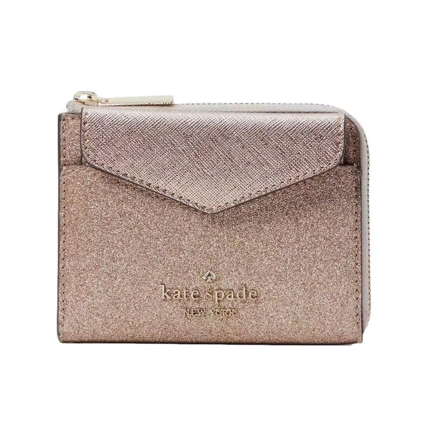 Kate Spade New York Tinsel Glitter Small Card Set Rose Gold - Hardware: Gold, Pink, Lining: Pink, Exterior: Rose Gold