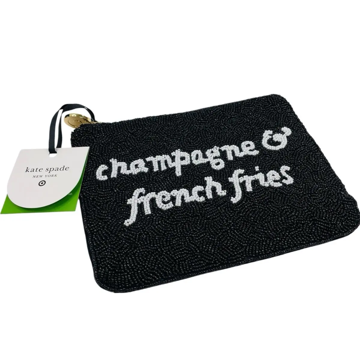 Kate Spade x Target Champagne French Fries Clutch Bag Beaded Black In Hand
