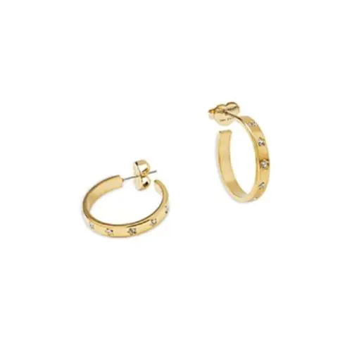 Kate Spade New York Set in Stone Pave Star Hoop Earrings in Gold Tone