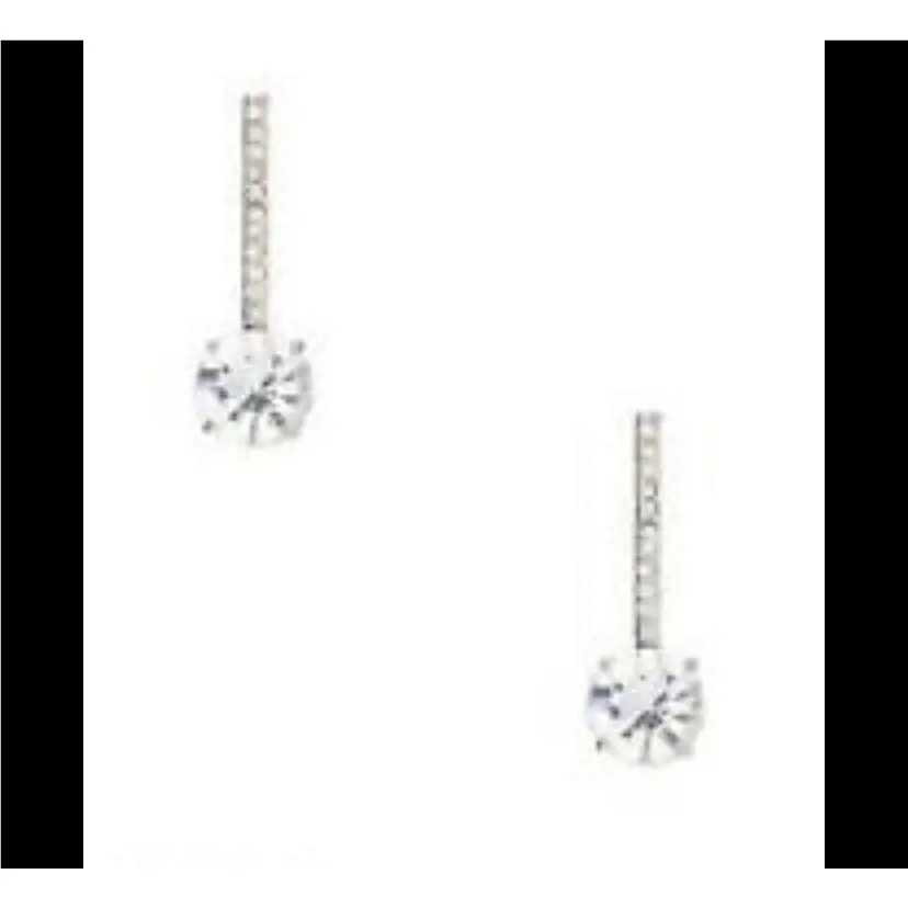Kate Spade Silver Tone Crystal Drop Earrings Clink of Ice KSD1