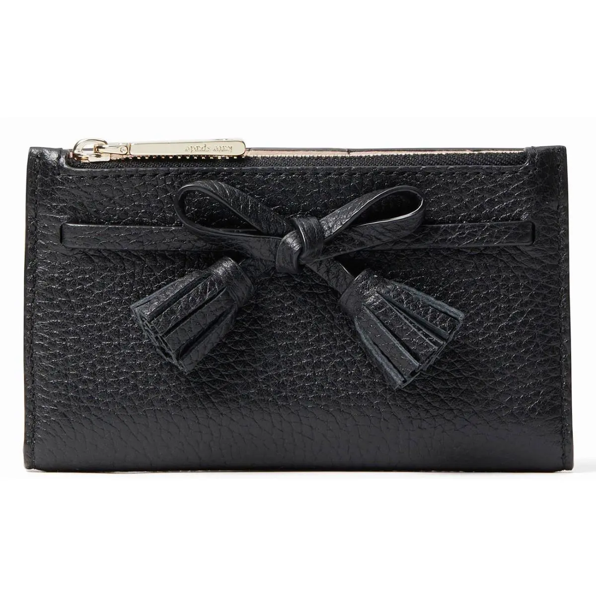 New Kate Spade Hayes Tassel Bow Small Pebble Leather Bifold Wallet