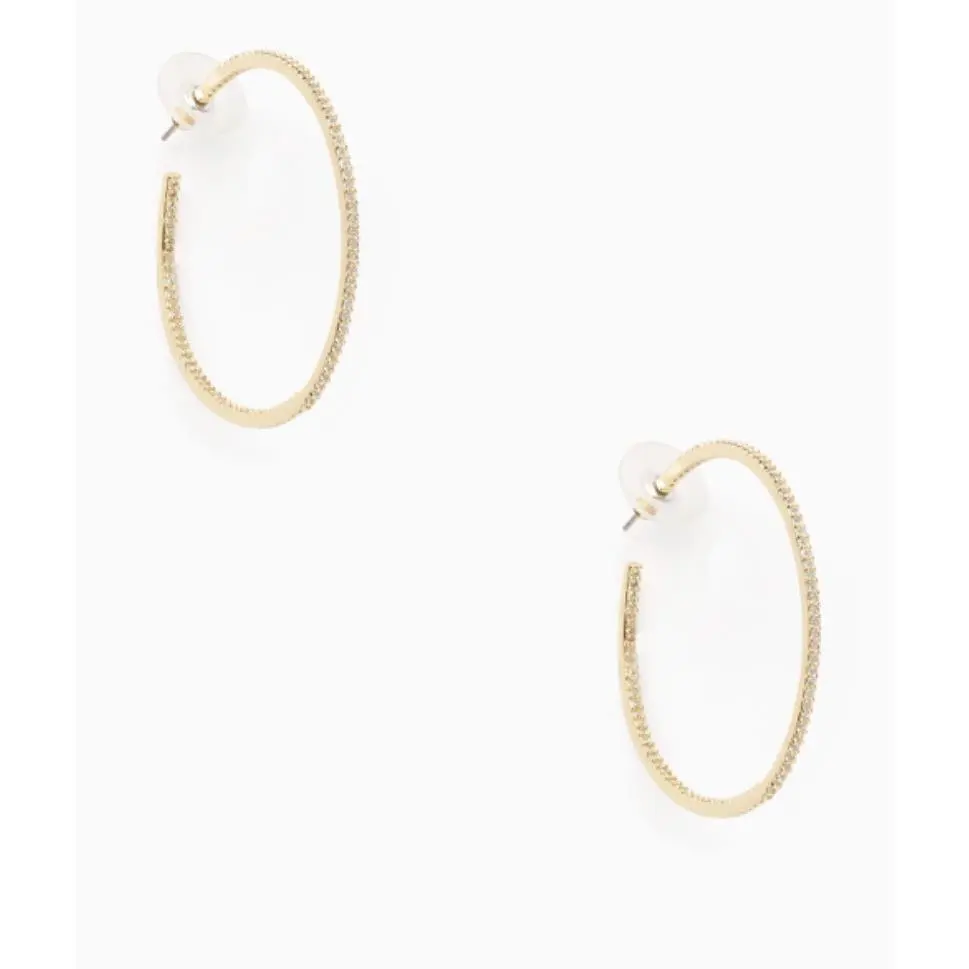 Kate Spade Large Hoops Save The Date Large Clear/gold Hoop Earrings Z1B