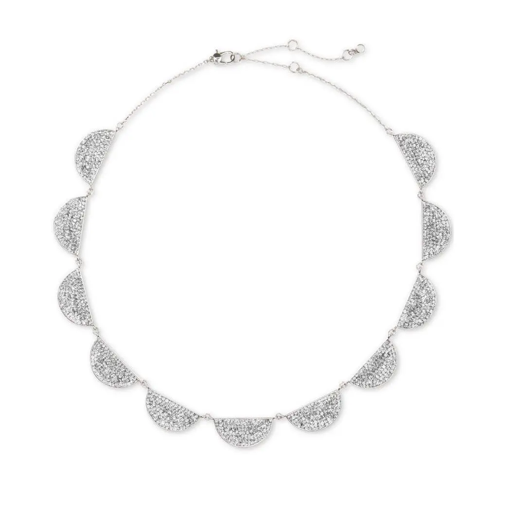 Kate Spade Silver Tone Pave Stone Half Circle 17 Collar Necklace S107C