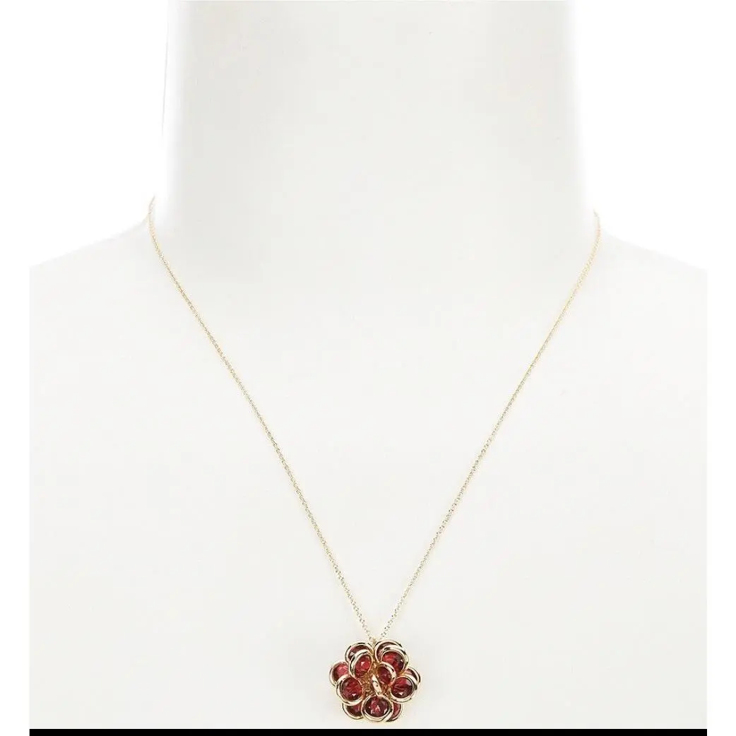 Kate Spade Jeweled Rosette Gold Tone CZ Pendant Necklace INC624