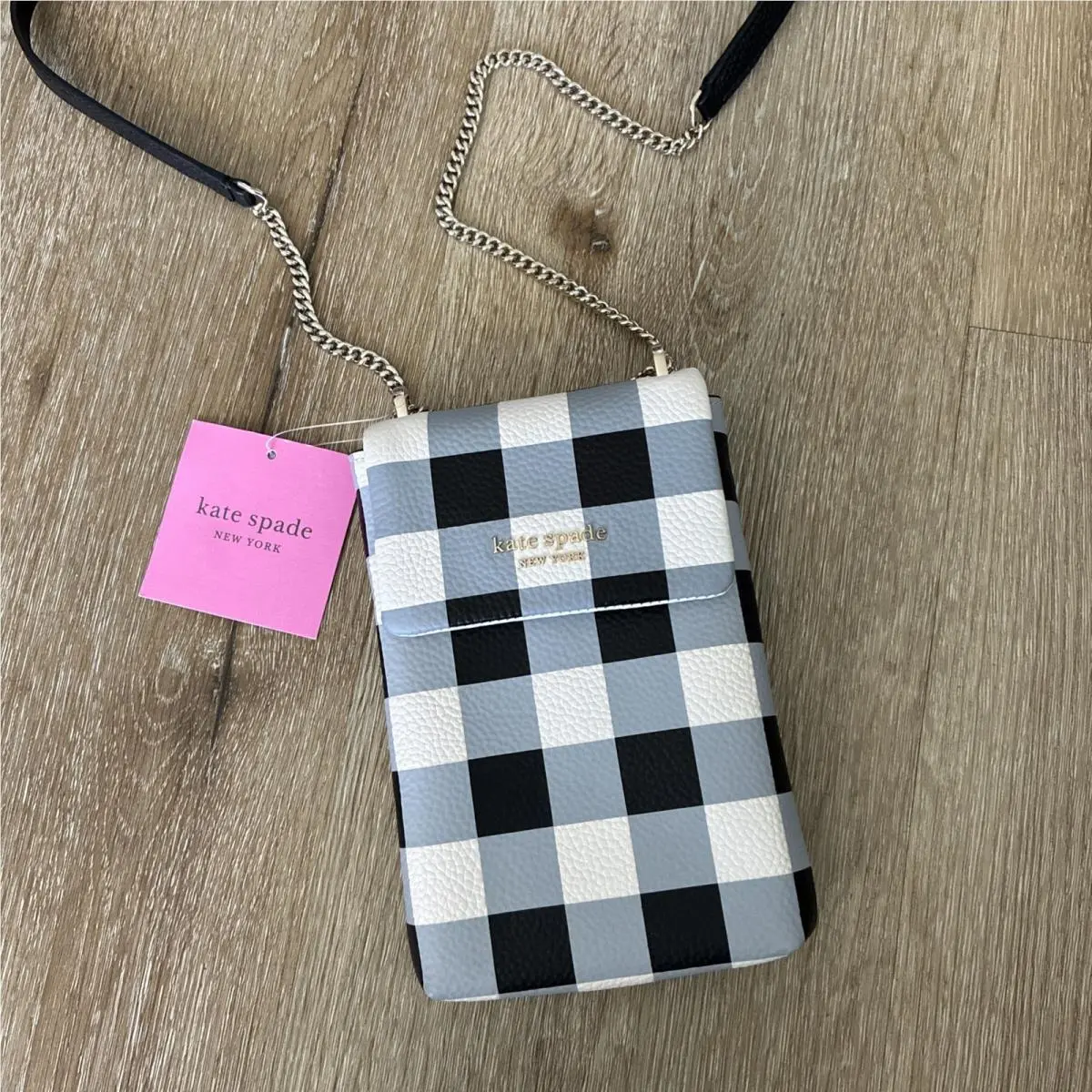 Kate Spade Bradley Gingham Pebbled Leather Phone Crossbody Mini Bag