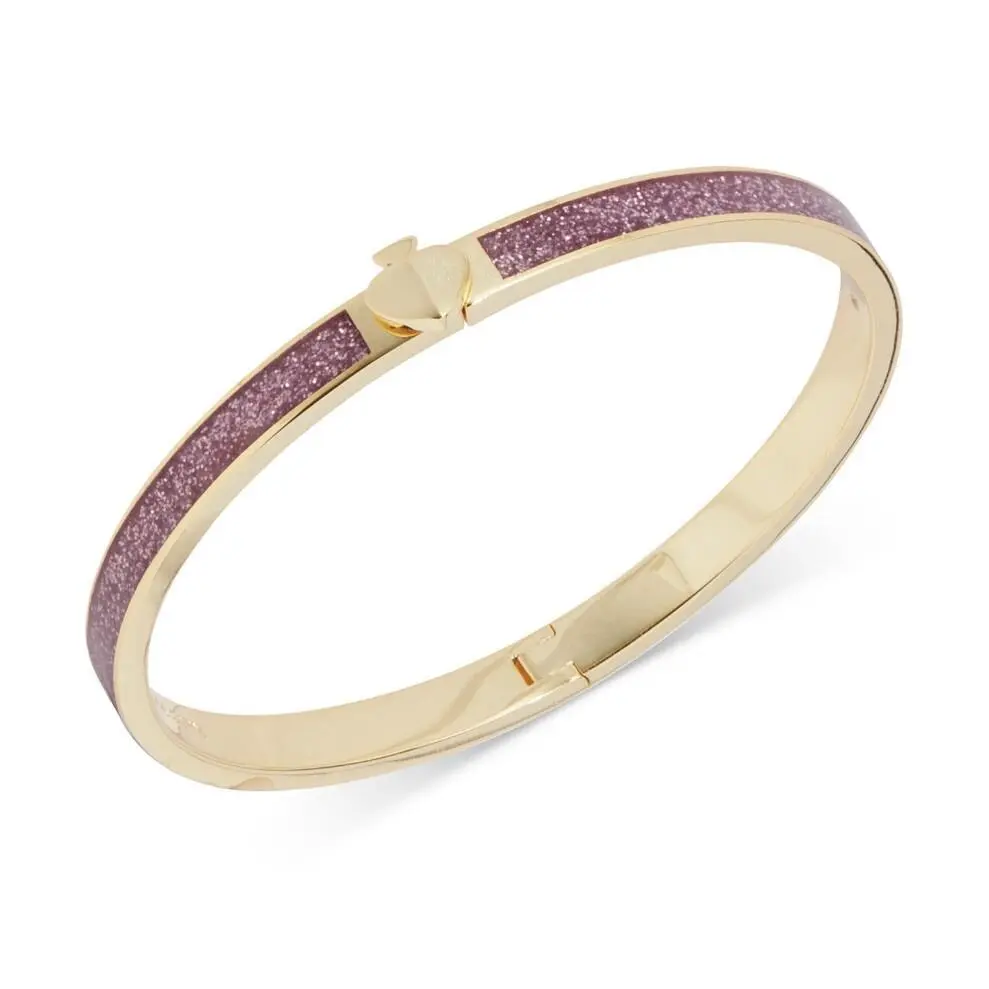 Kate Spade Gold Tone Glittery Thin Pink Spade Bracelet Heritage Spade Mkc