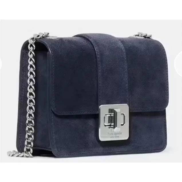 Kate Spade Phoebe Mini Flap Crossbody Blazer Blue Suede Turnlock Bag New