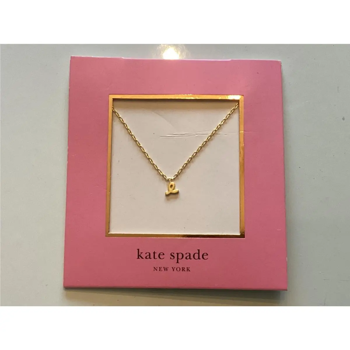 Kate Spade Gold Tone One In A Million Cursive L Initial Pendant Necklace New