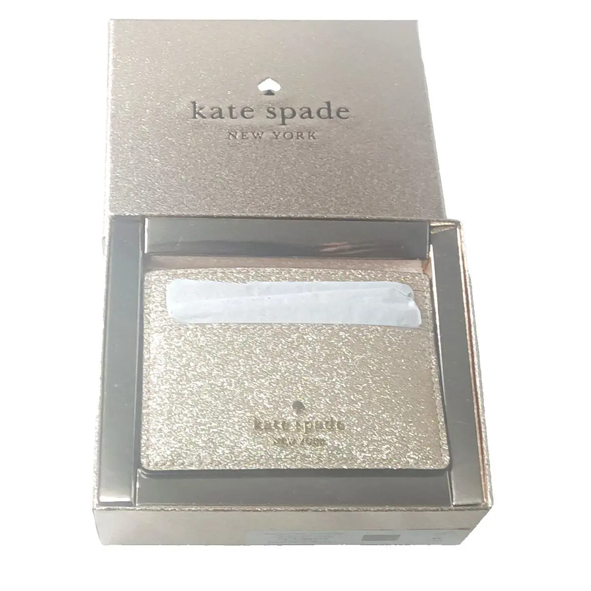 Kate Spade New York Boxed Small Glimmer Glitter Slim Card Holder Gold Retail