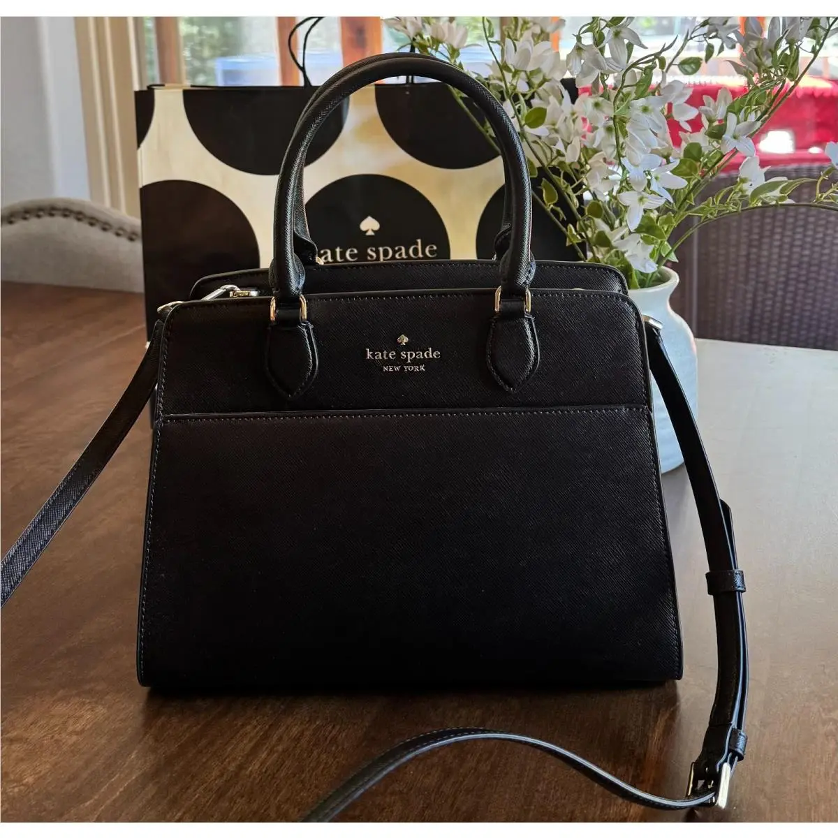 Kate Spade Madison Medium Top Handle Satchel Shoulder Purse - Black