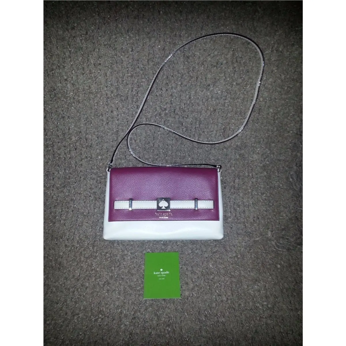 Kate Spade-loula-houston Street-crossbody-leather-plum Cream-new