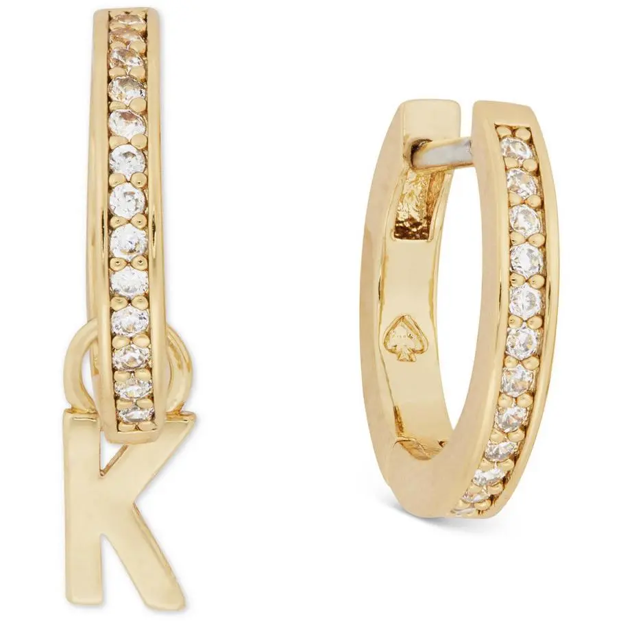 Kate Spade Gold Tone “k” Initial Mismatch Huggie Hoop Earrings- I13M