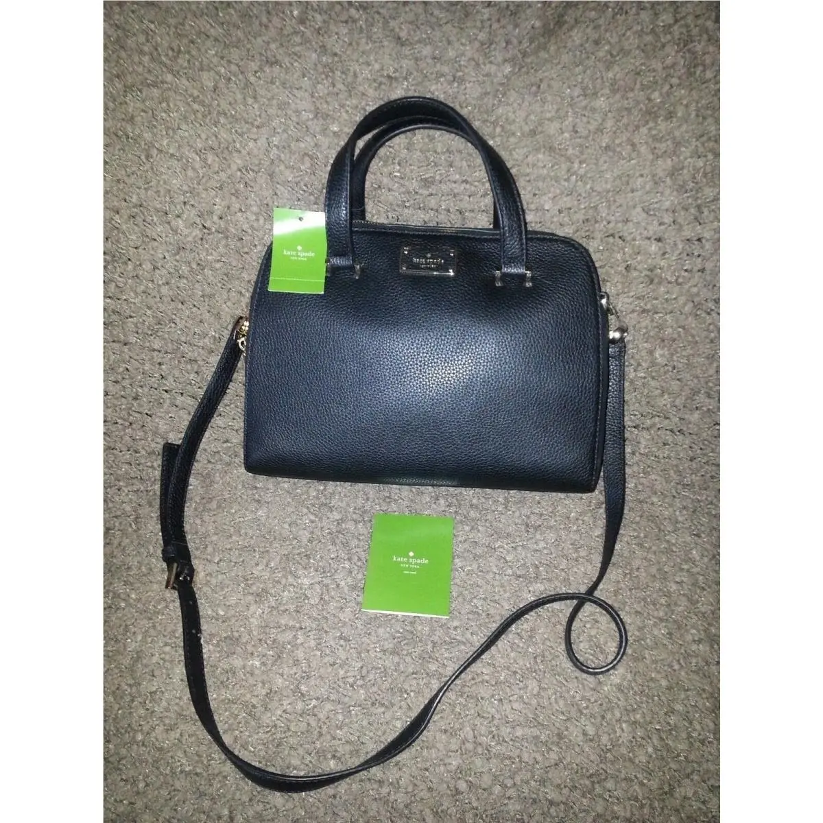 Kate Spade-kay Street-small Felix-pebbled Black Leather-crossbody/hand Bag-nwt