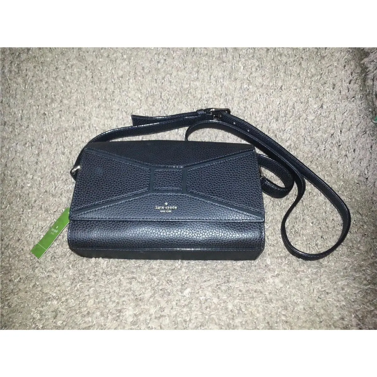 Kate Spade-bridge Place-betsi-black Leather Shoulder/crossbody Bag W/bow-nwt