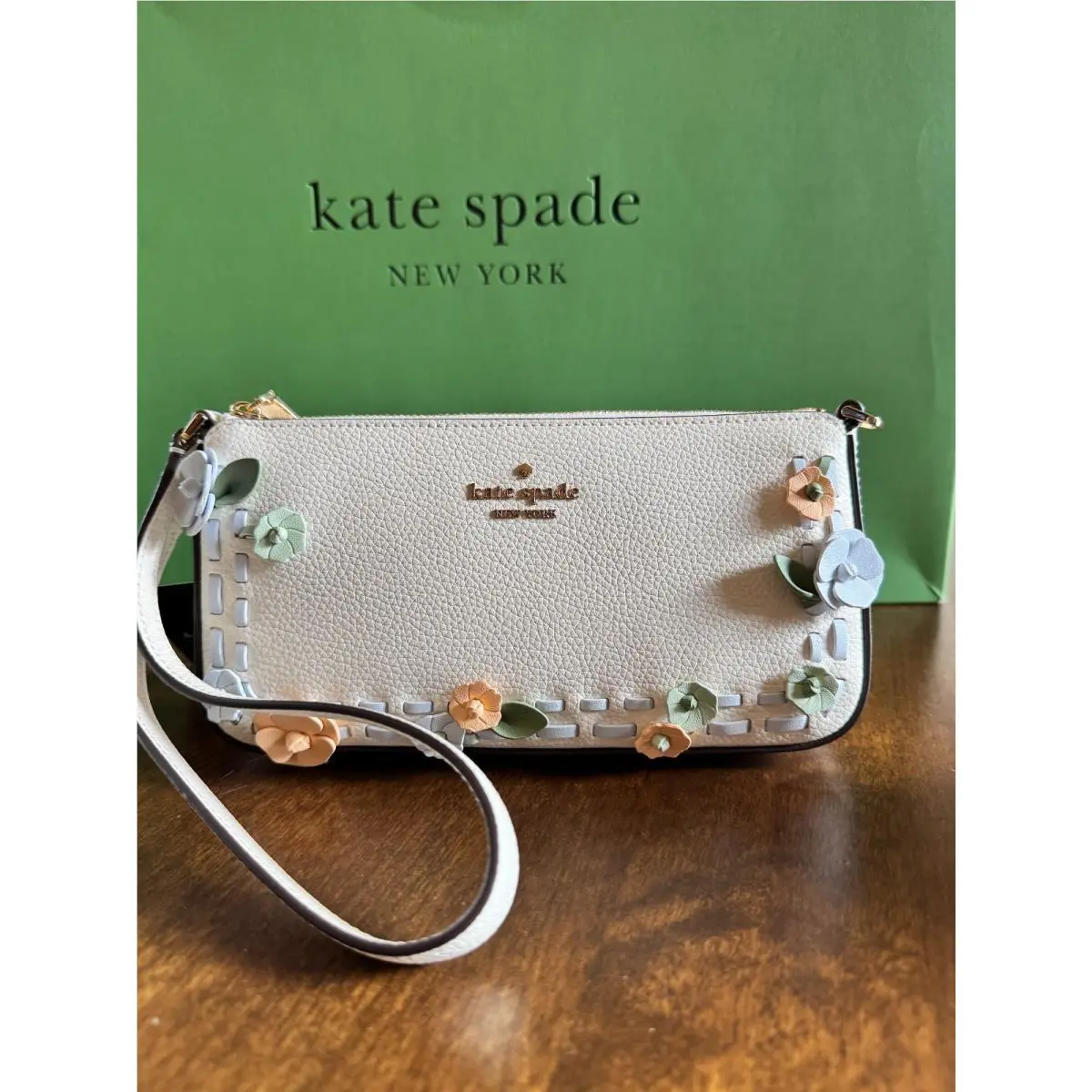Kate Spade Gemini Floral Mini Bag Clutch Wristlet Shoulder Meringue Multi KO484