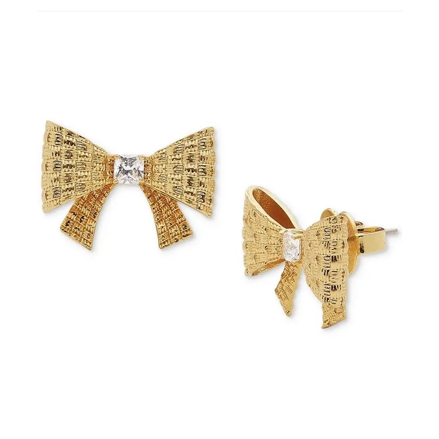Kate Spade Gold Tone CZ Bow Earrings X1m