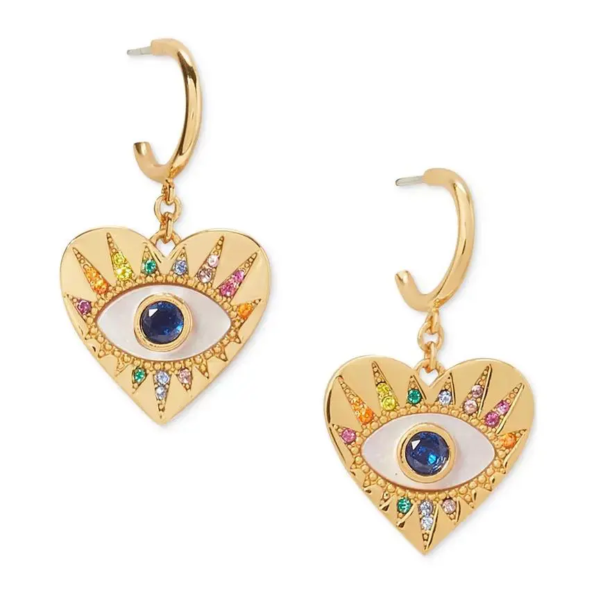 Kate Spade New York Gold-tone Multicolor Cubic Zirconia Evil Eye Heart Charm