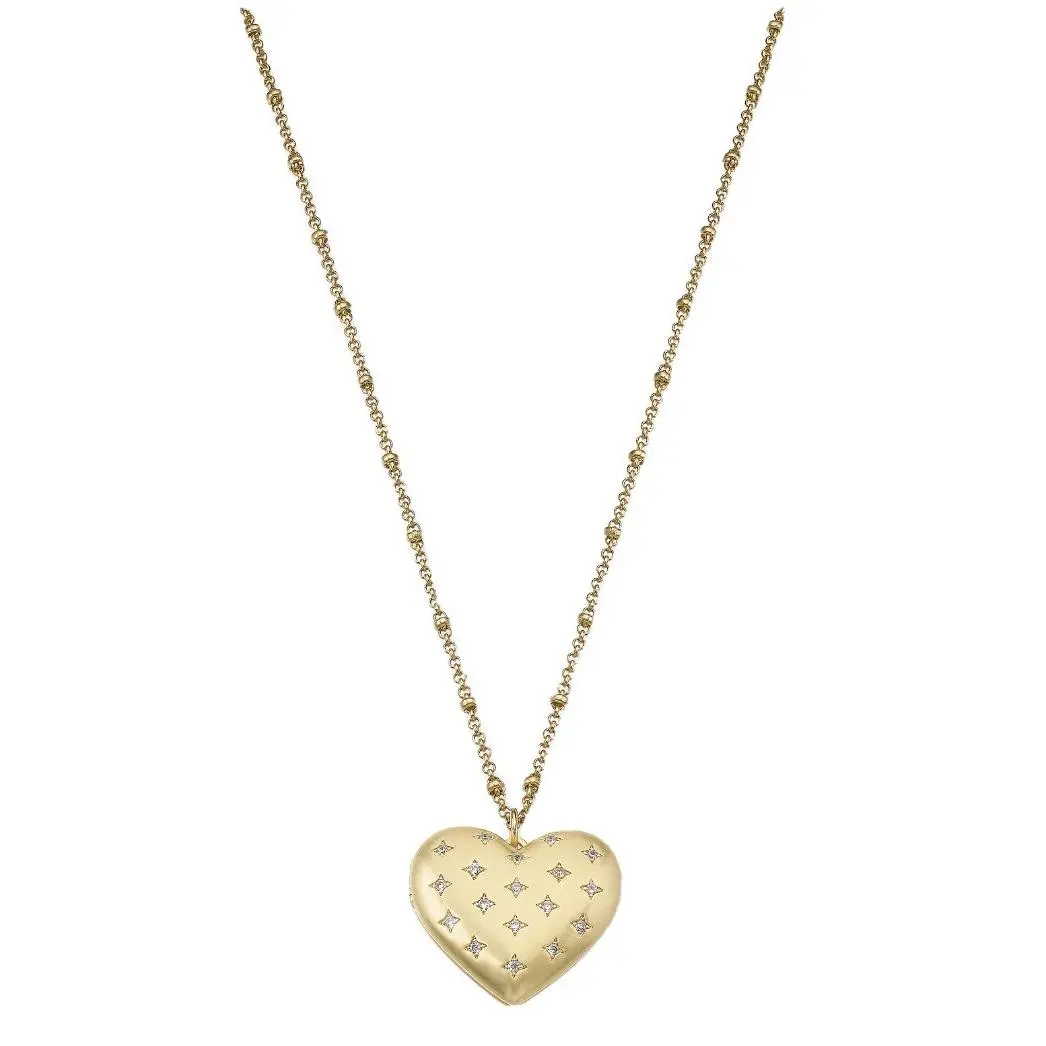 Kate Spade Gold Tone 32 Pave Heart Locket Pendant 653
