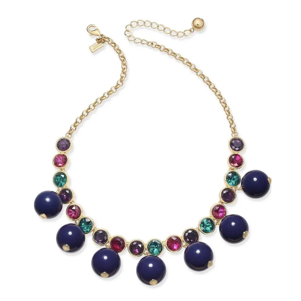 Kate Spade Gold Blue Statement Necklace 18” True Colors MK1
