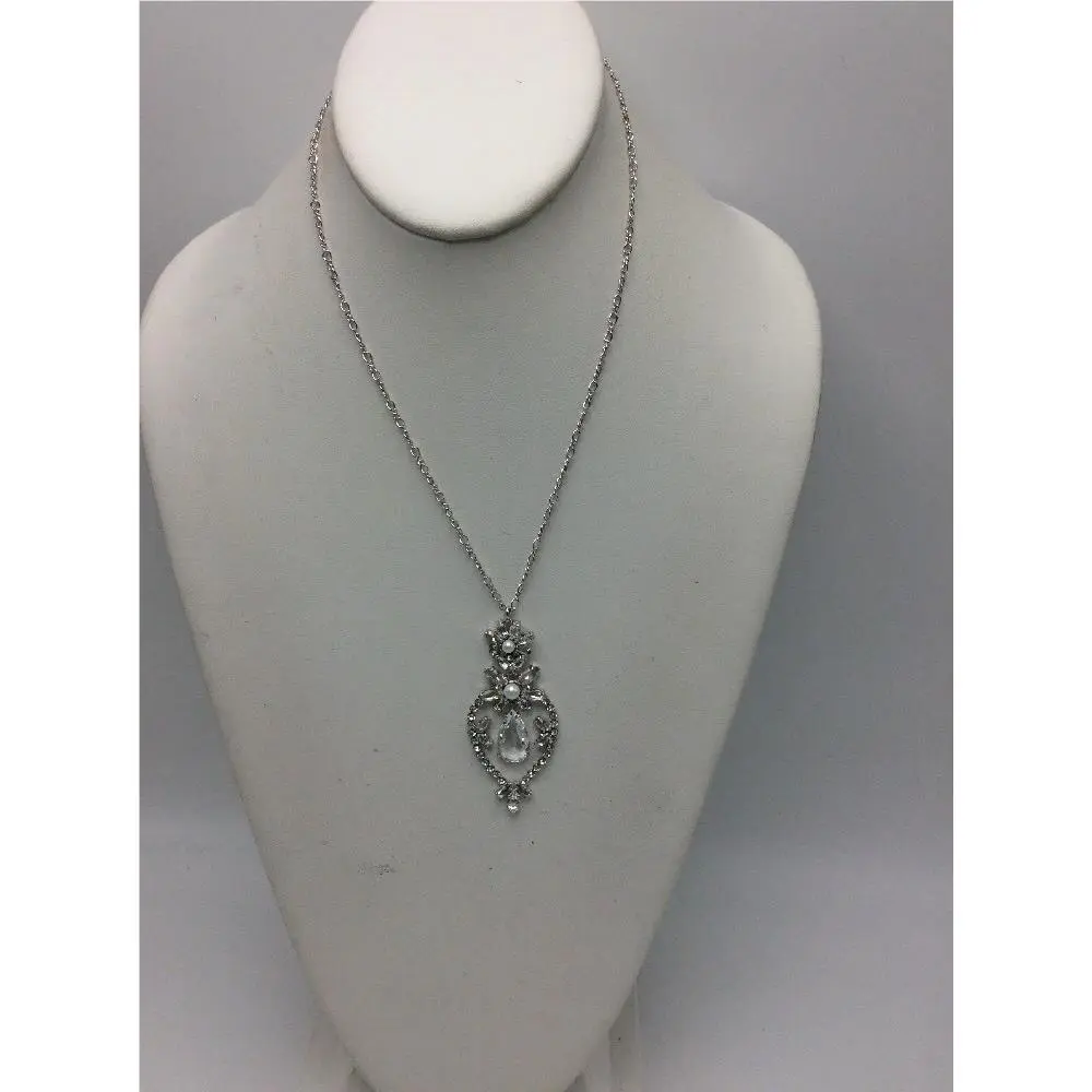 Kate Spade Silvertone Flora Crystal Artificial Statement Pendant Necklace Z5