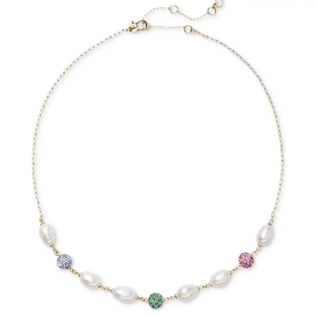 Kate Spade Gold Tone Pave Fireball Pearl 19 Plus 3 Necklace sp6