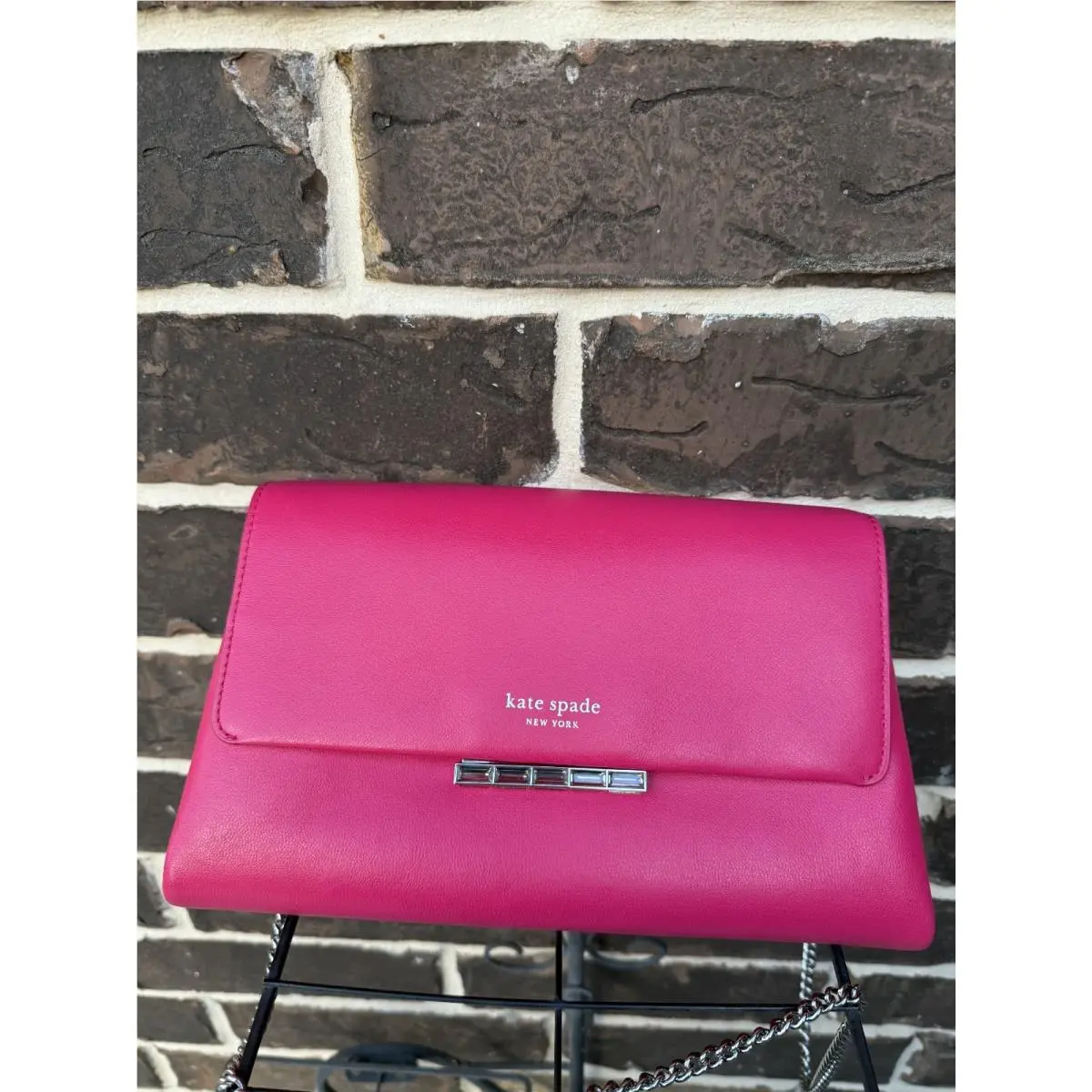 Grace Leather Crossbody Clutch Rosehip Hot Pink Fuchsia by Kate Spade