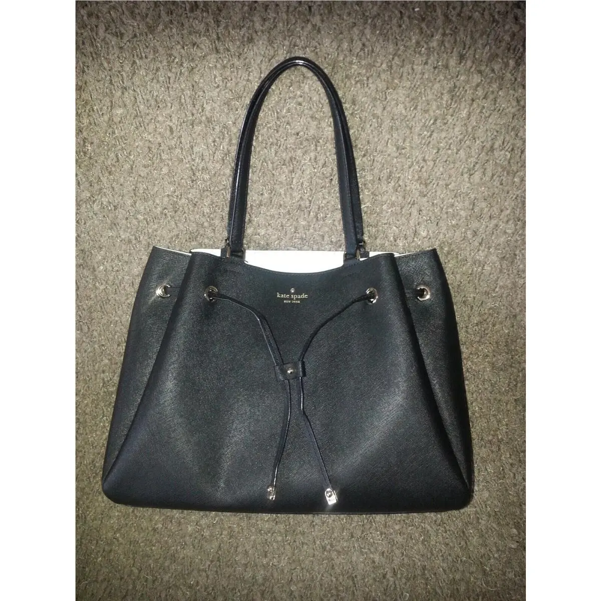 Kate Spade-cape Drive-lynnie Saffiano Leather Bag Black-new -authentic