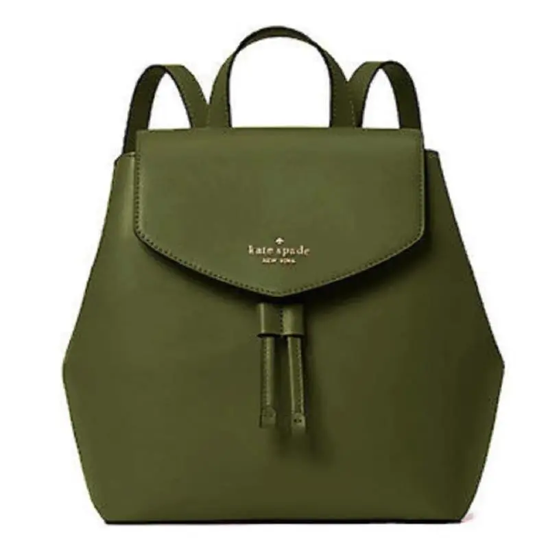 Kate Spade Lizzie Saffiano Leather Medium Flap Backpack Enchanted Green Bag