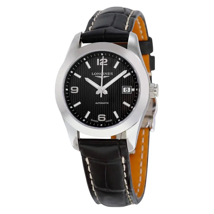 Longines Conquest Classic Automatic Black Dial Ladies Watch L2.285.4.56.3 - Dial: Black, Band: Black, Bezel: Silver-tone