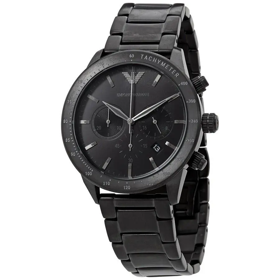 Emporio Armani AR11242 Men`s Chronograph Black Stainless Steel Watch 43mm