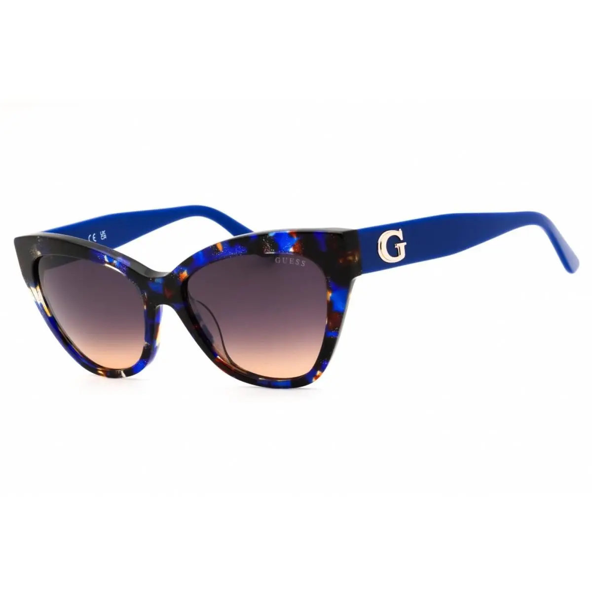 Guess Women`s Sunglasses Blue/havana Acetate Cat Eye Full Rim Frame GU00204 92F