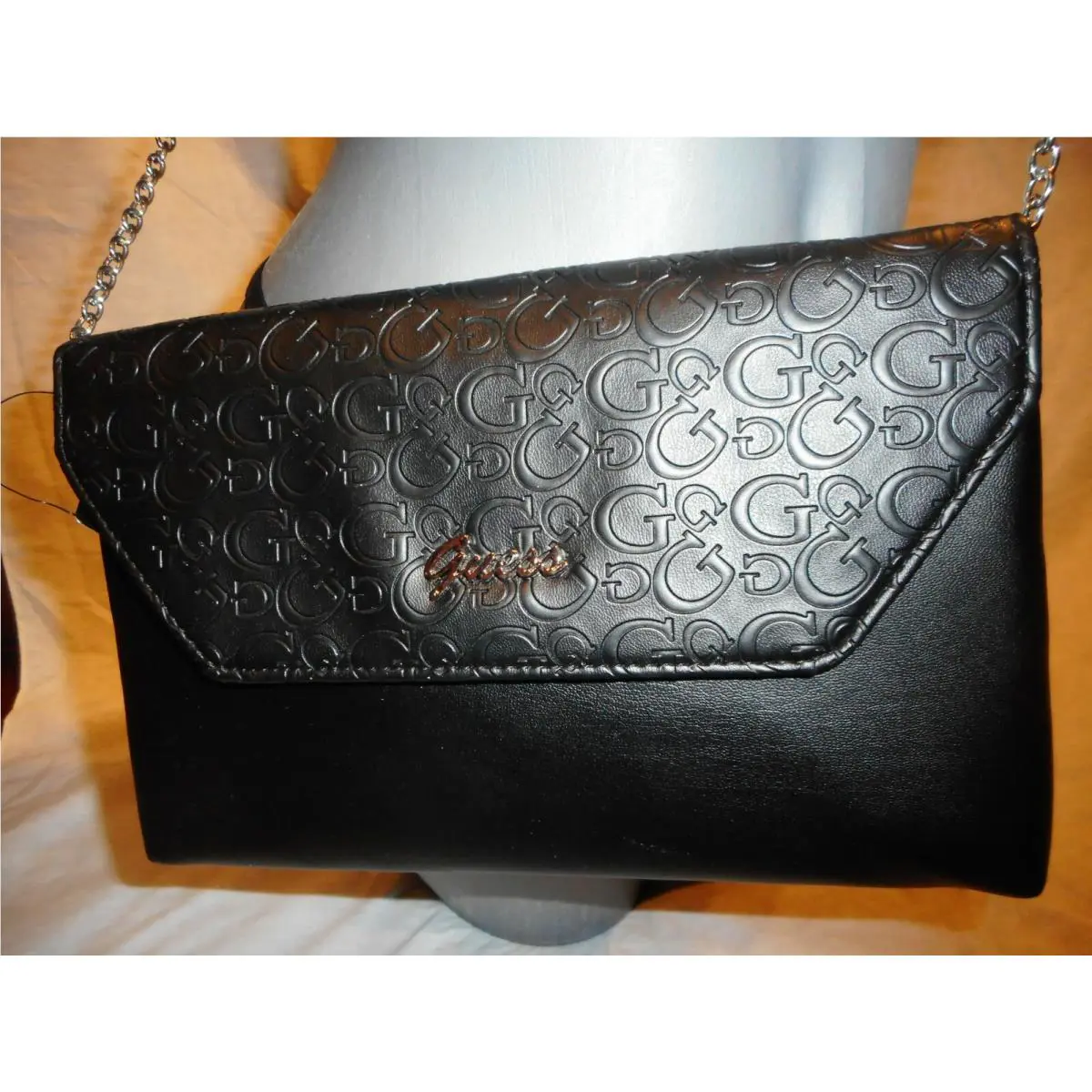 Guess Factory Women`s Black Logo Cross Body Clutch Purse