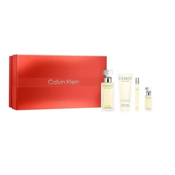 Calvin Klein Eternity Women 4PC Gift Set with 100ml+15ml+10ml Edp Spray +lotion