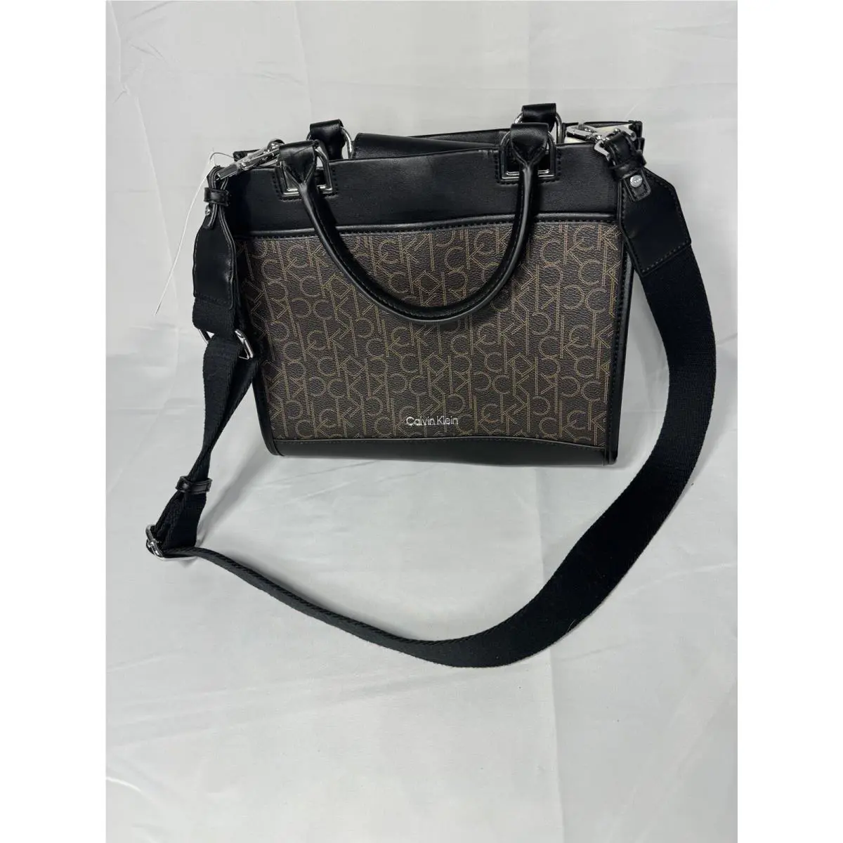 Calvin Klein Purse Signature Monogram Handbag Crossbody Purse Black Brown