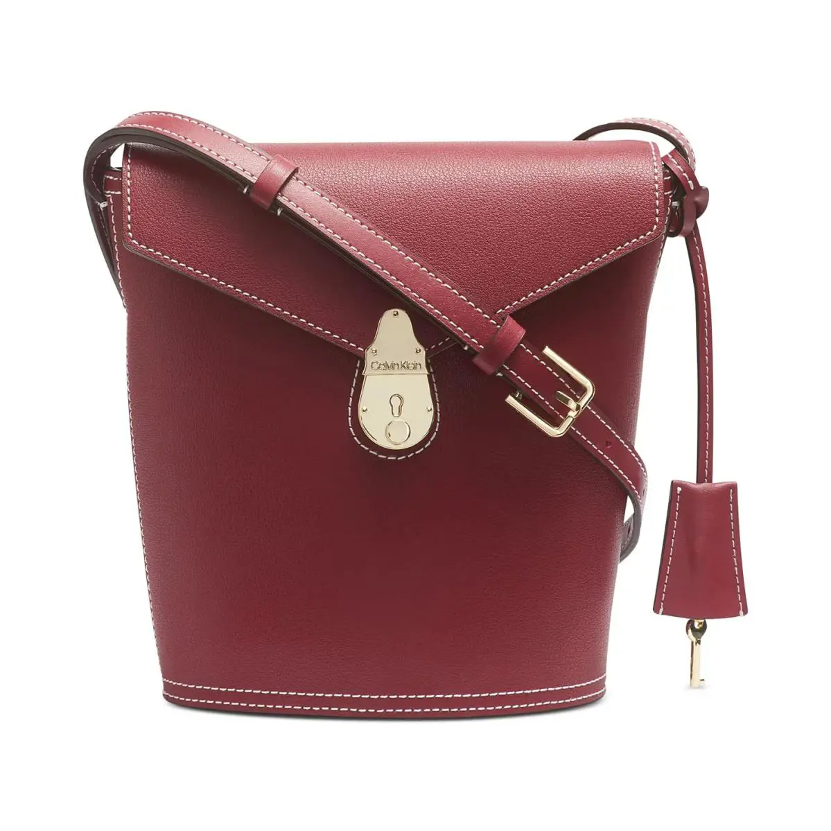 Calvin Klein Lock Leather Bucket Bag Country Red/gold o21
