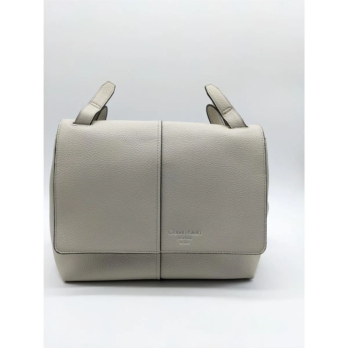 Calvin Klein Faux-leather Flap Women`s Crossbody Bag Purse Handlbag - Ivory