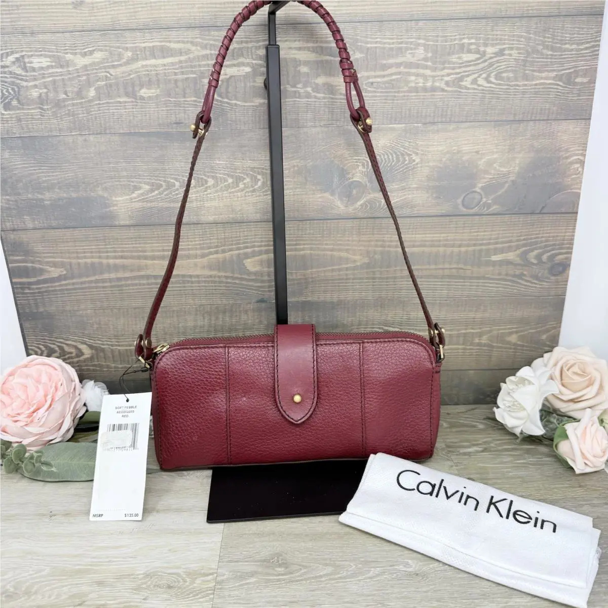 Calvin Klein Maroon Red Clutch Small Shoulder Bag