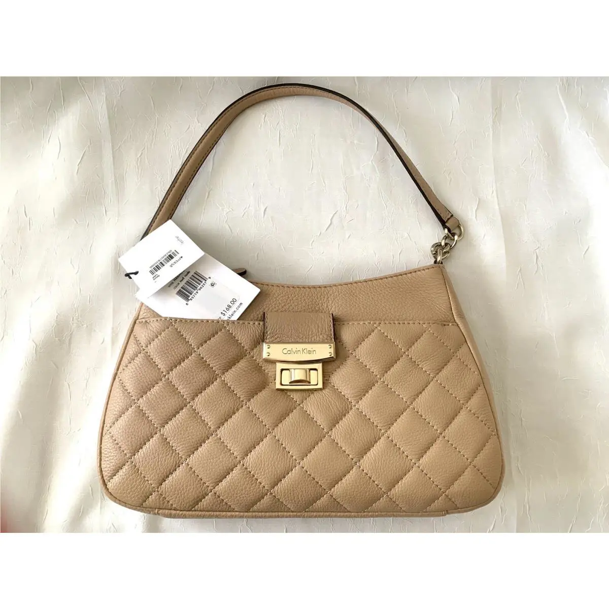 Handbag Tan Purse Beige Shoulder Bag Pocketbook Leather Calvin Klein Neutral