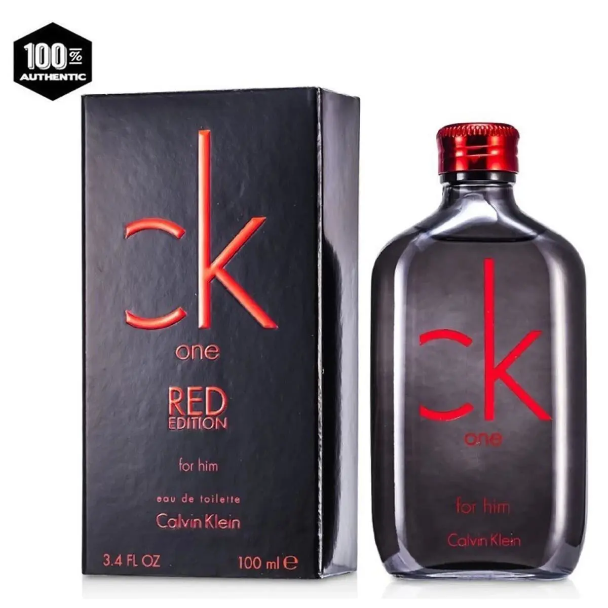 CK One Red Edition by Calvin Klein 3.4 oz 100 ml Eau de Toilette Spray For Men