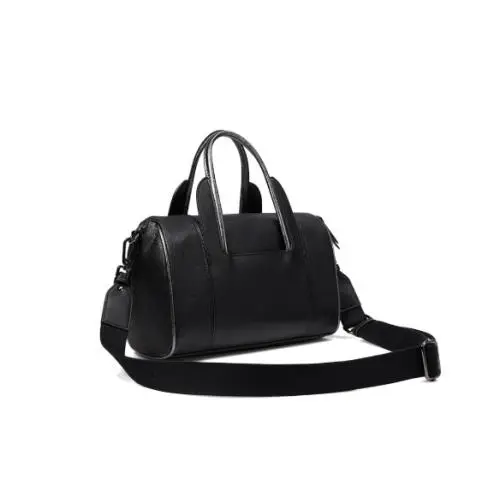 Calvin Klein Geeta Satchel Black and Metallic Gunmetal Medium