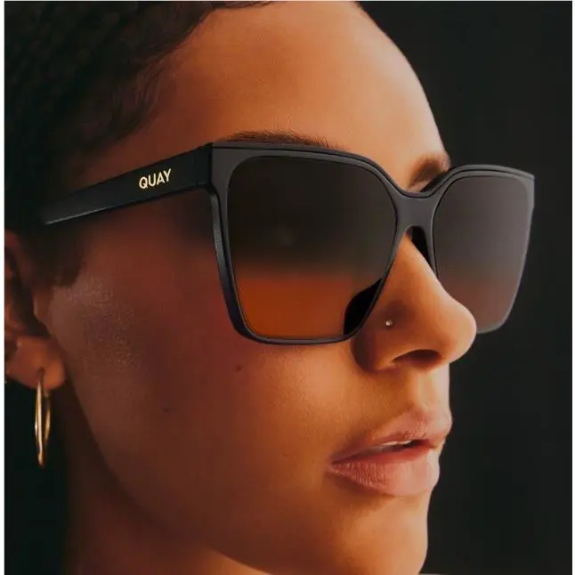 Quay Australia Level UP Sunglasses Matte Black / Black Fade Coral 51mm Square
