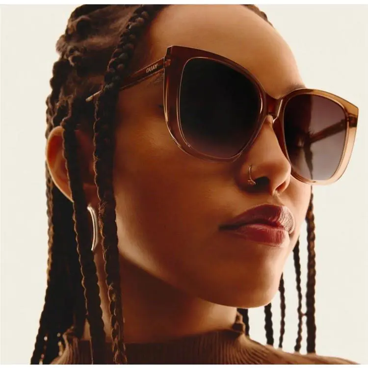 Quay Australia Ever After Coffee Doe Brown Sunglasses Statement Cat Eye
