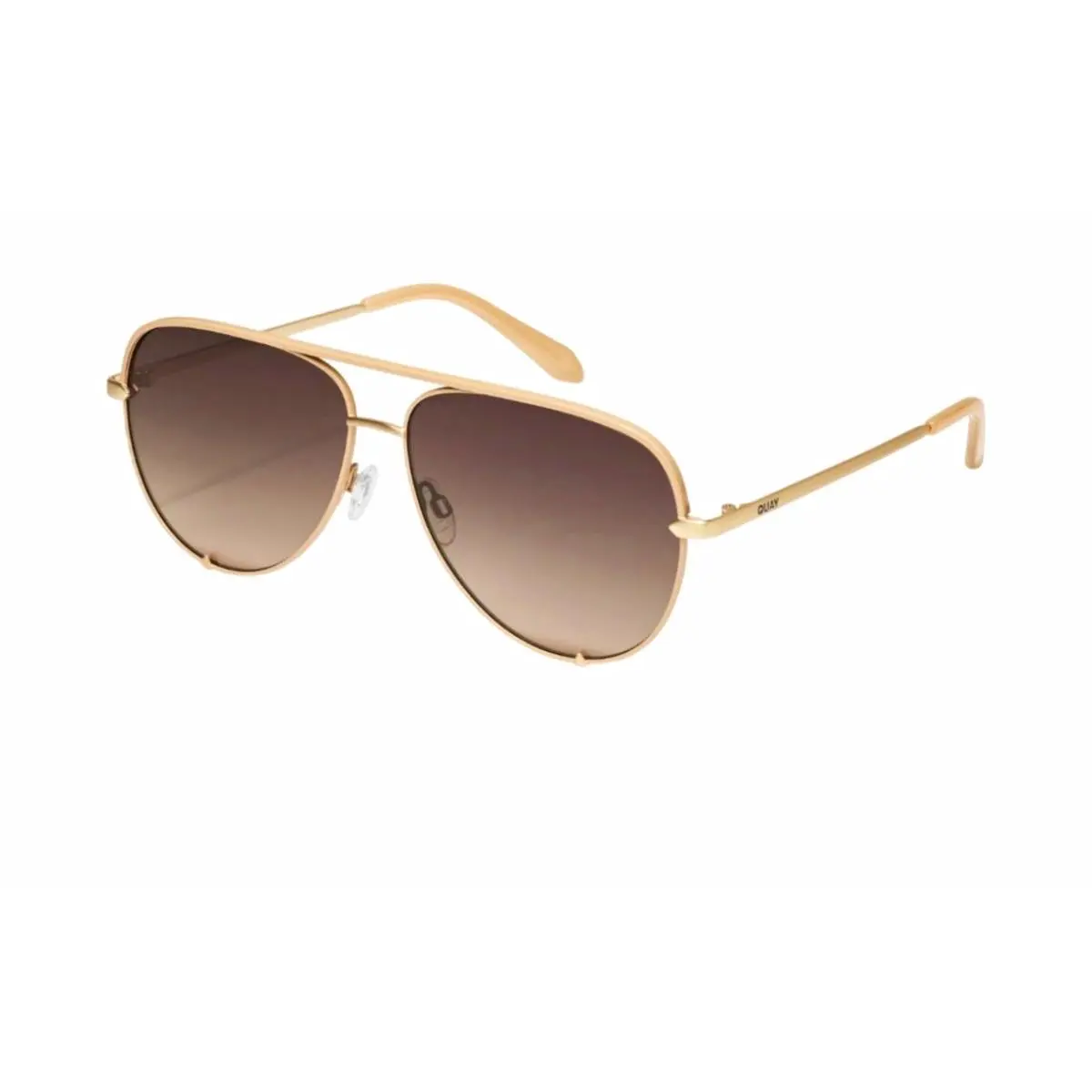Quay Australia 77710 High Key Extra Large Aviator Sunglasses Beige Frame