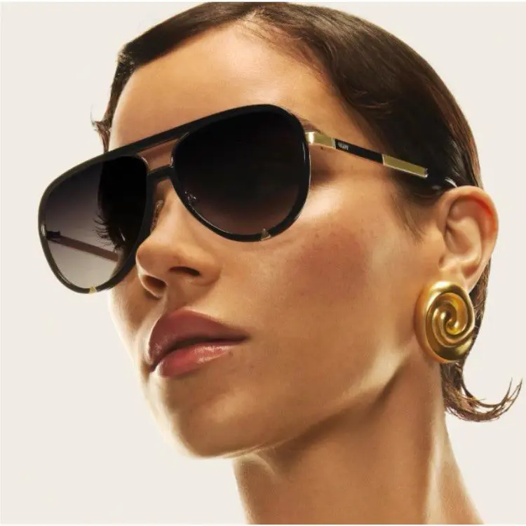 Quay Australia Sunglasses High Profile Black Gold / Smoke Taupe Lens Polarized