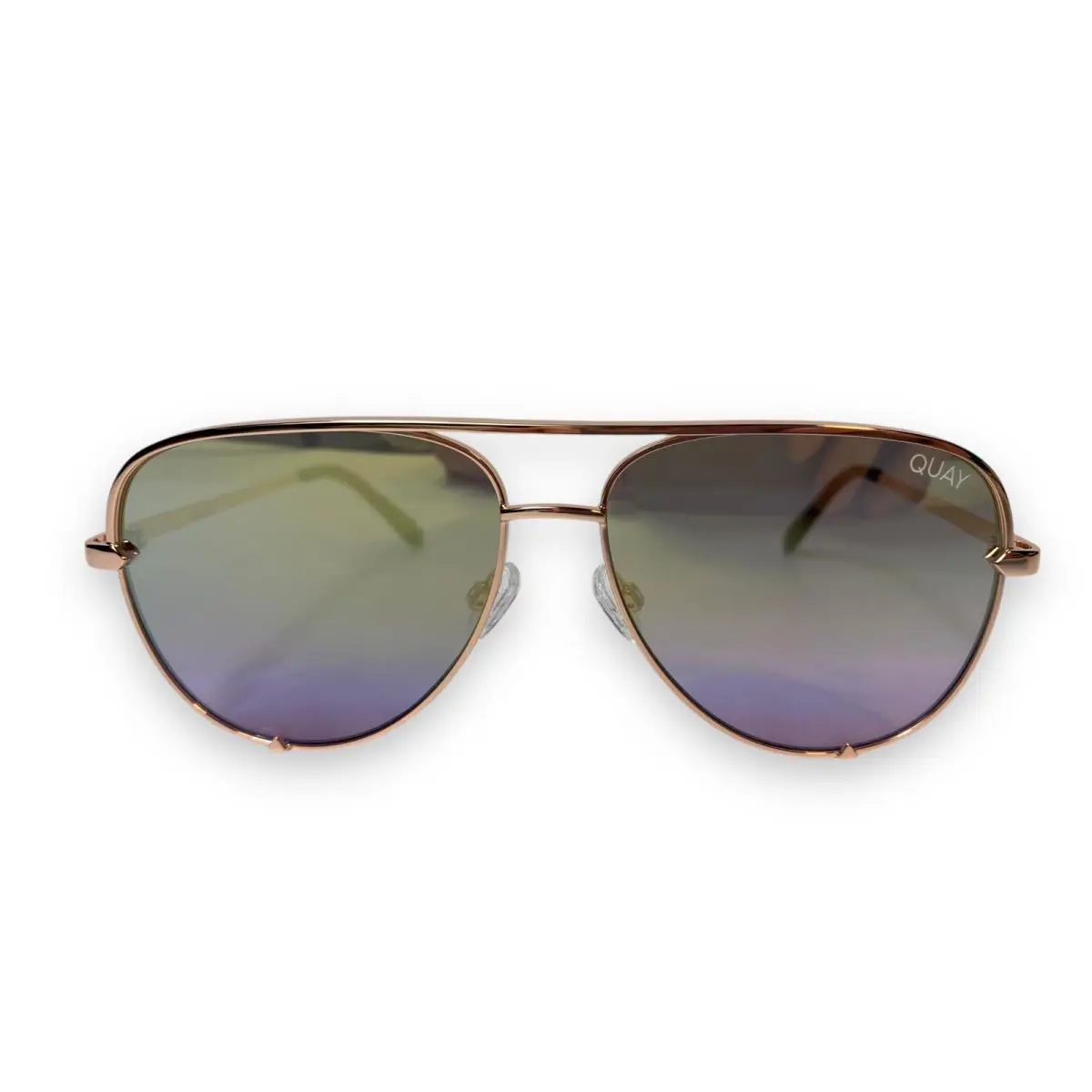 Quay High Key Large 60mm Rose Gold -gold Lavender Gradient Mirror Sunglasses