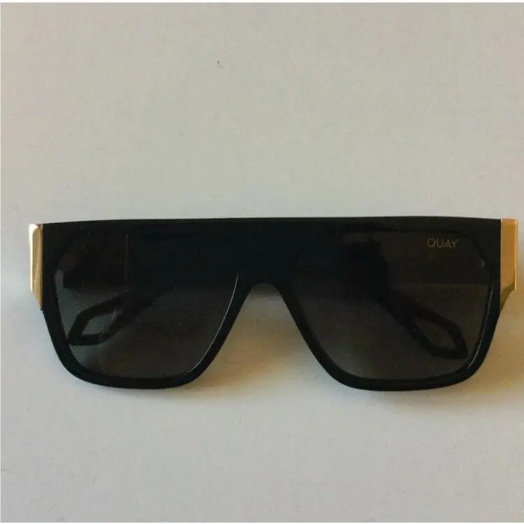 Quay Shield Unisex GO Off Sunglasses Black Gold Accents Polarized Htf Og’s