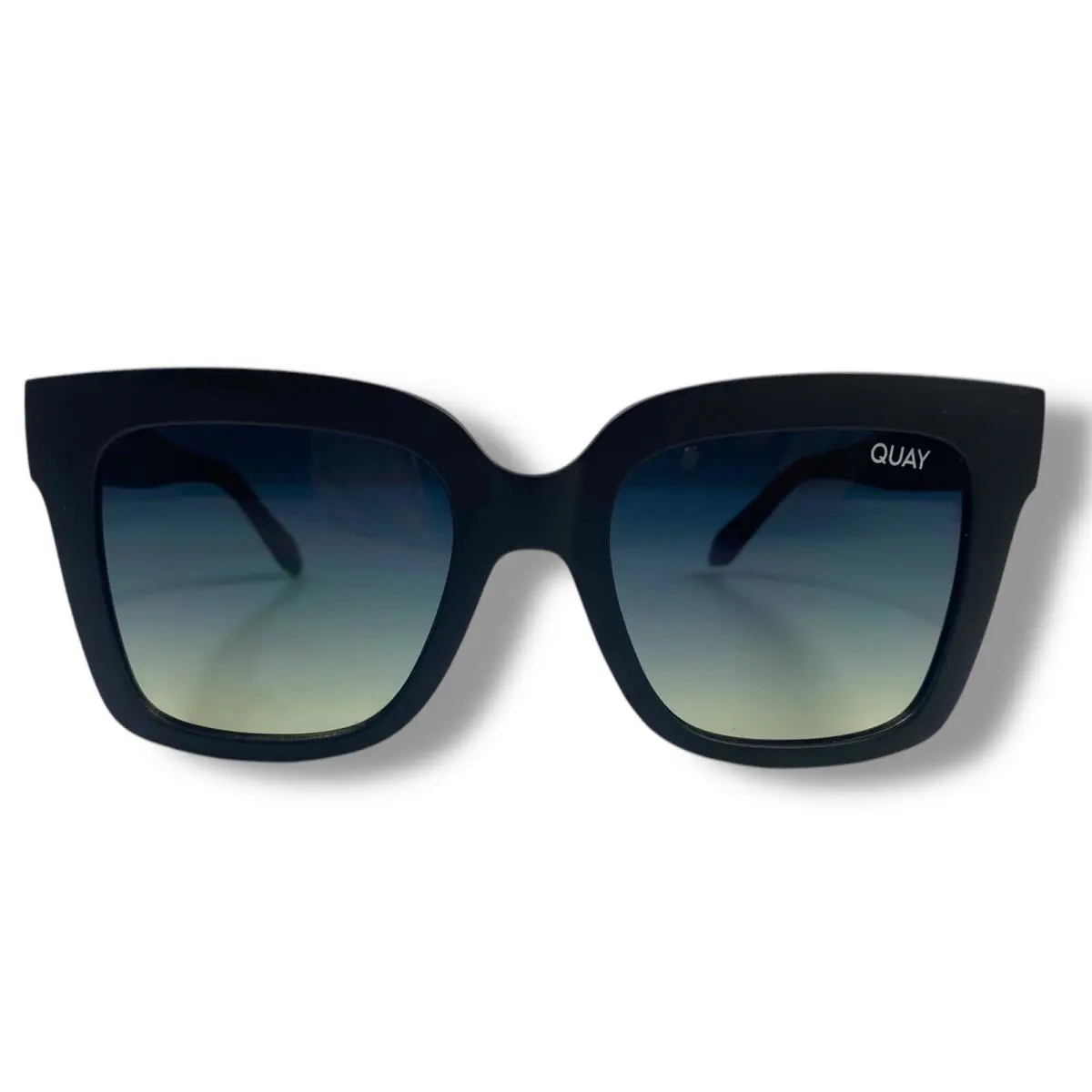 Quay Australia Oversized Icy Matte Black Frame Green Lenses Sunglasses Unisex