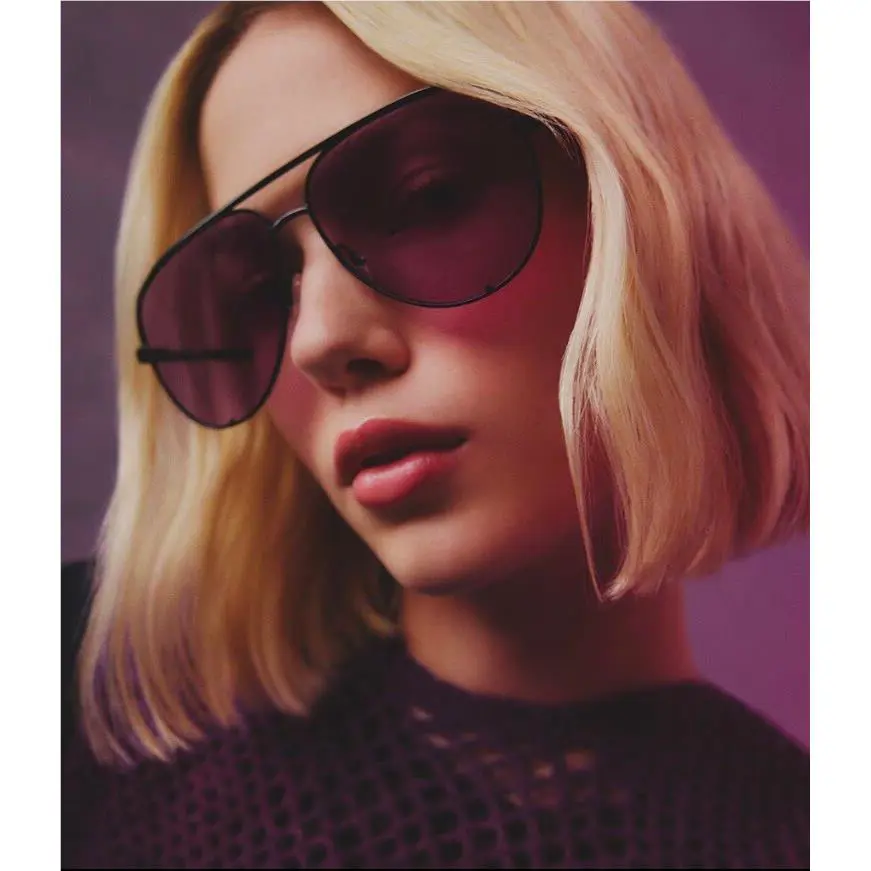 Quay Australia High Key Aviator 55mm Oversized Black Amethyst Sunglasses